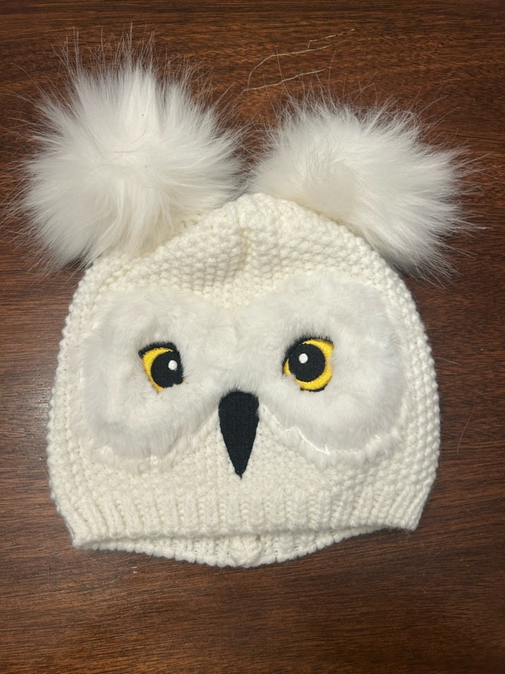 Children's Cream Hedwig Pom-Pom Beanie Hat